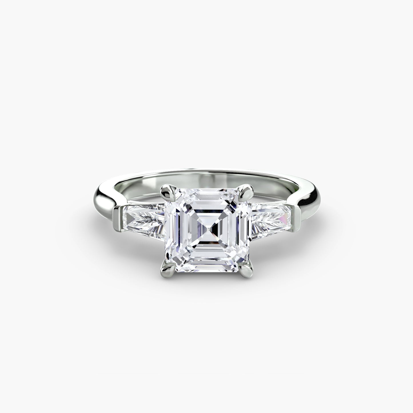 Elsa Three Stone Ring with Baguette Side Stones