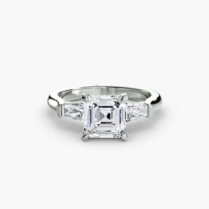 Elsa Three Stone Ring with Baguette Side Stones