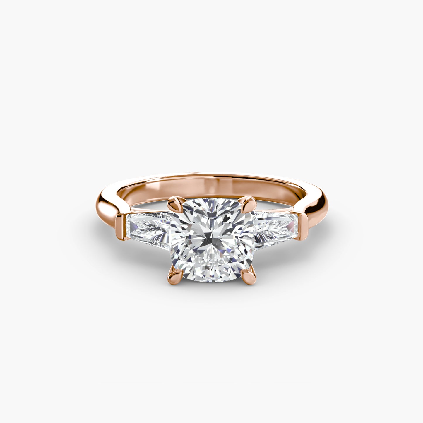 Elsa Three Stone Ring with Baguette Side Stones