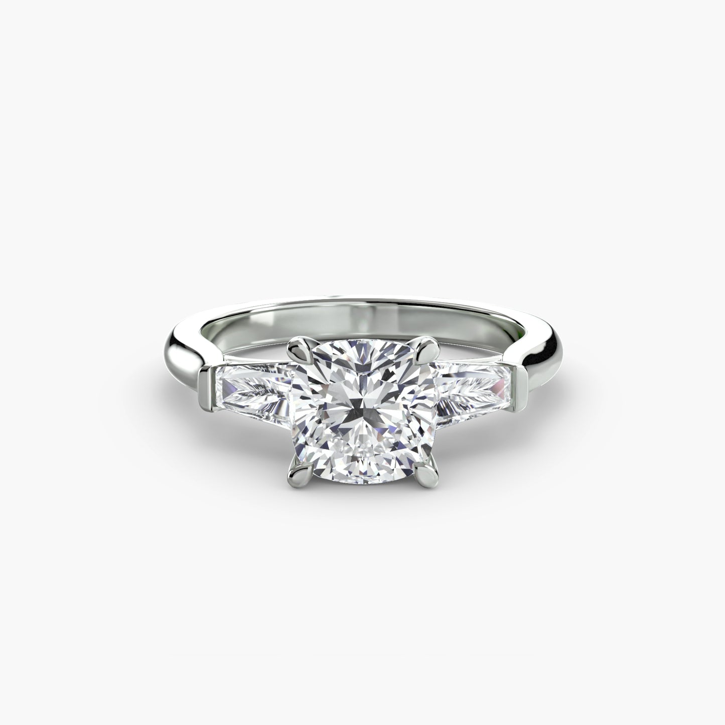 Elsa Three Stone Ring with Baguette Side Stones