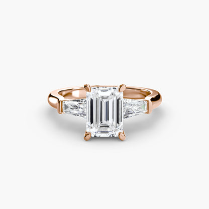 Elsa Three Stone Ring with Baguette Side Stones