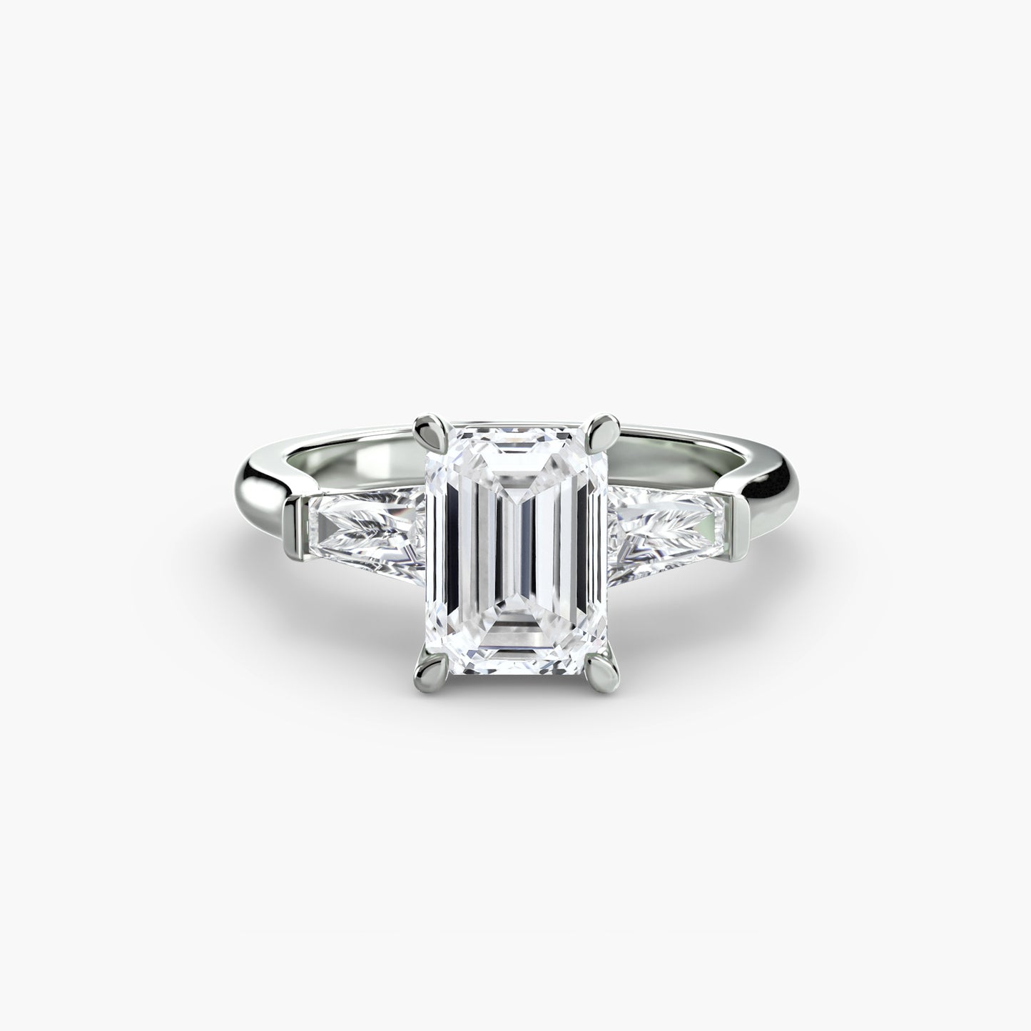 Elsa Three Stone Ring with Baguette Side Stones
