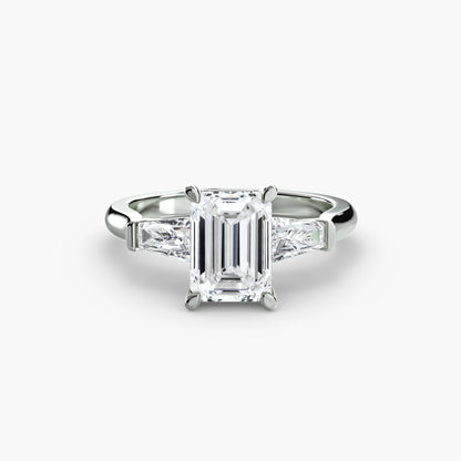 Elsa Three Stone Ring with Baguette Side Stones