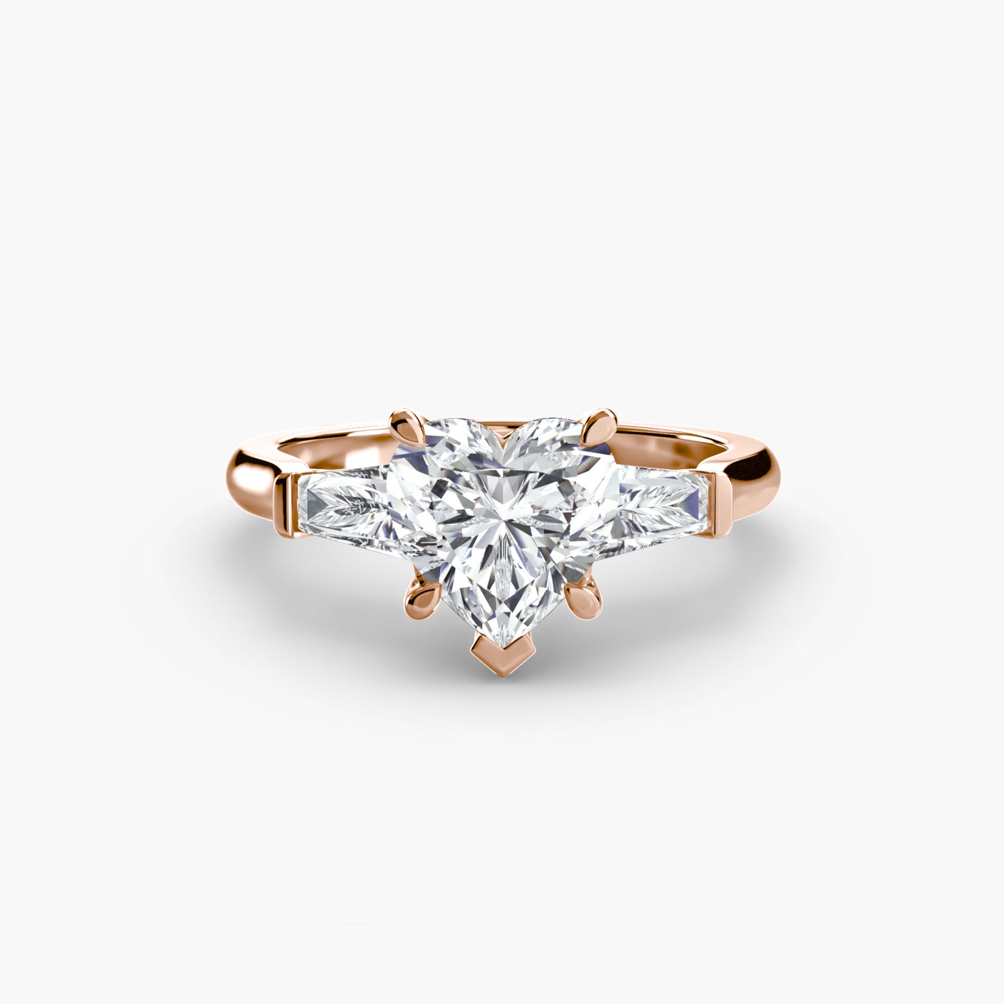 Elsa Three Stone Ring with Baguette Side Stones