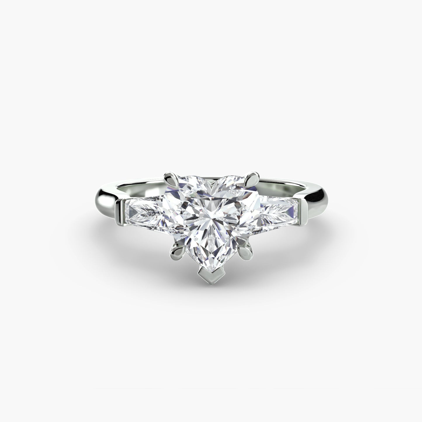 Elsa Three Stone Ring with Baguette Side Stones