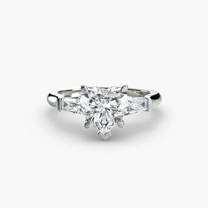 Elsa Three Stone Ring with Baguette Side Stones