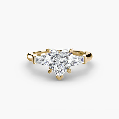 Elsa Three Stone Ring with Baguette Side Stones