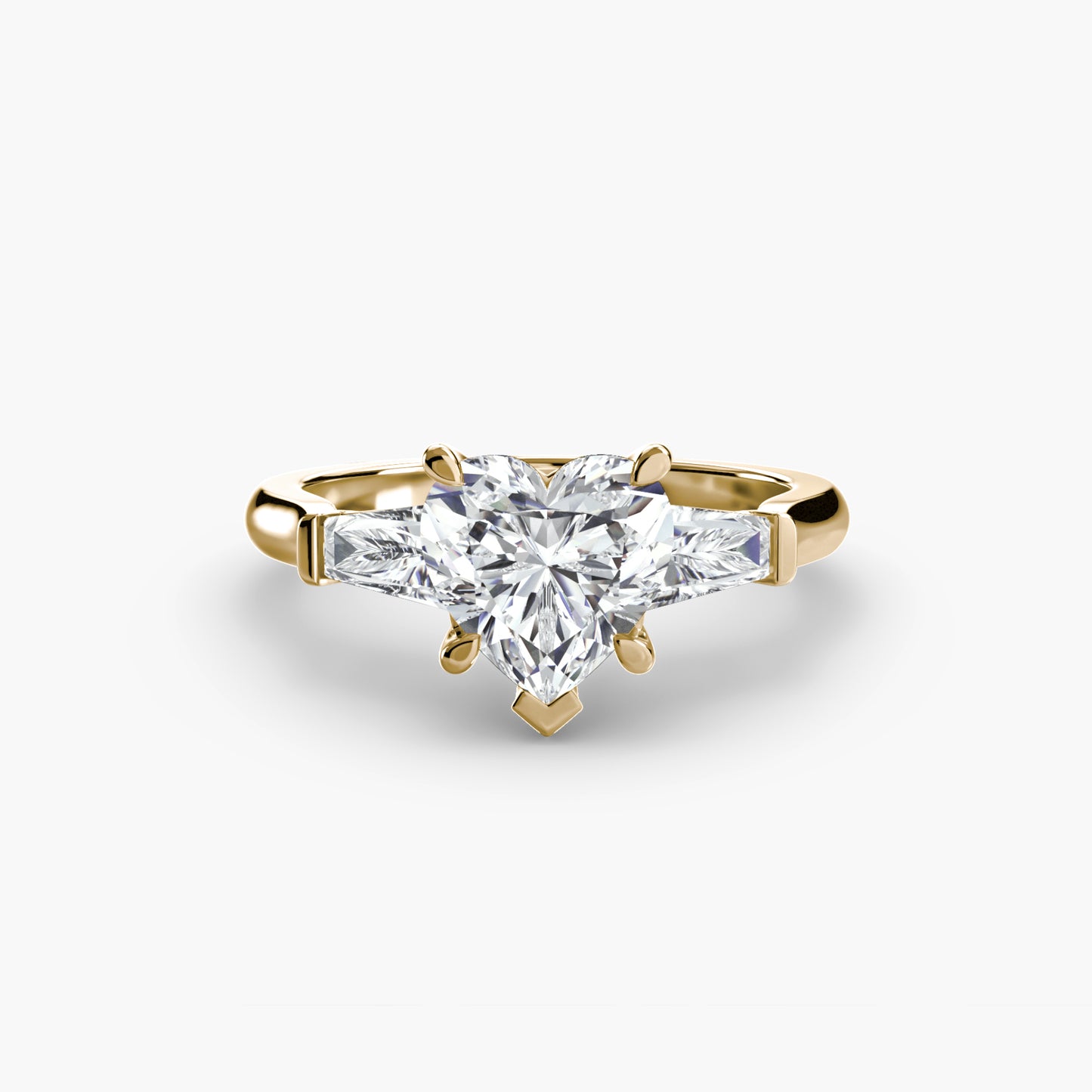 Elsa Three Stone Ring with Baguette Side Stones