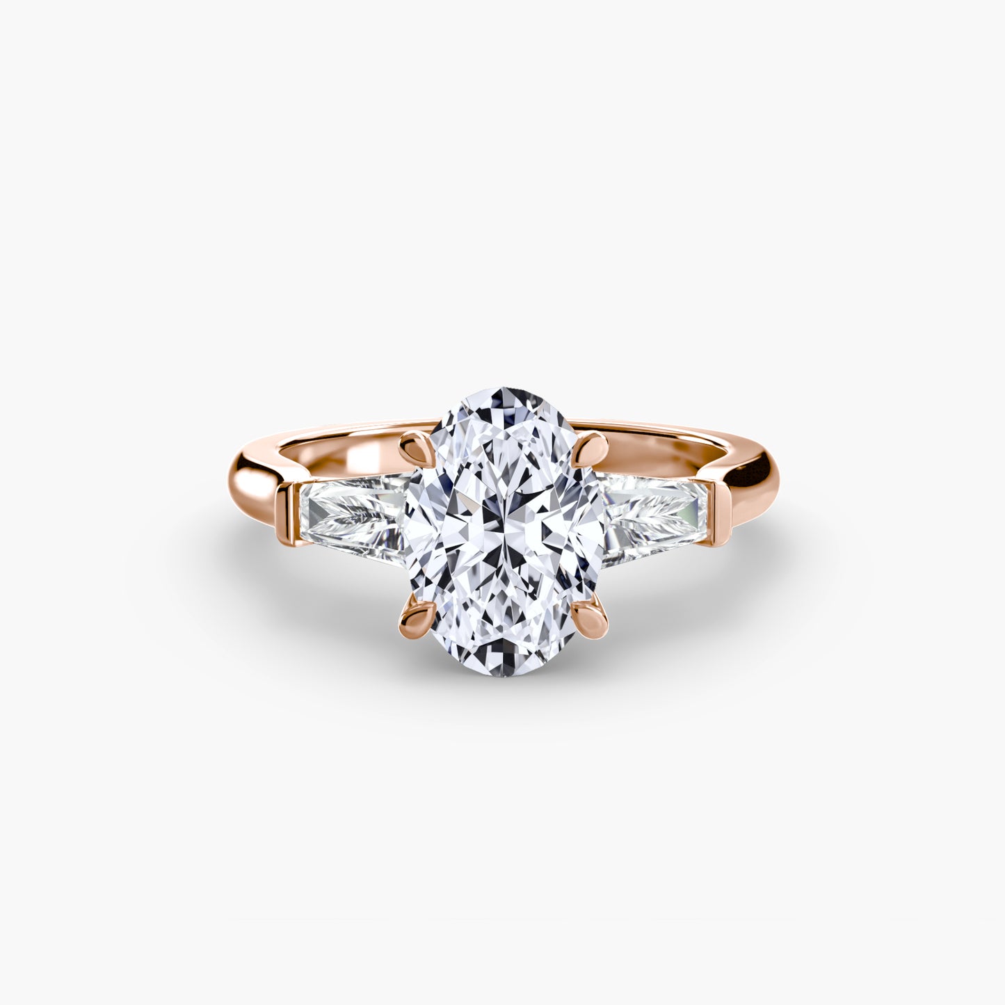 Elsa Three Stone Ring with Baguette Side Stones