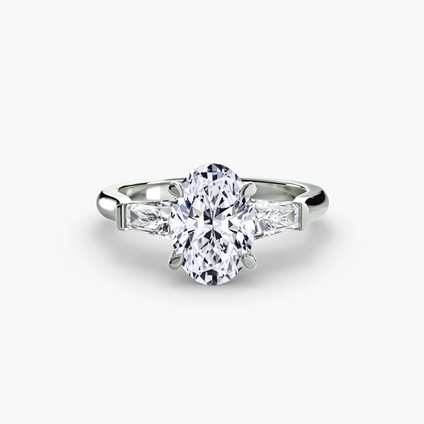 Elsa Three Stone Ring with Baguette Side Stones