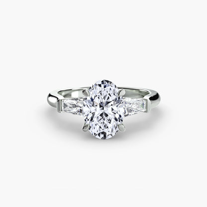 Elsa Three Stone Ring with Baguette Side Stones