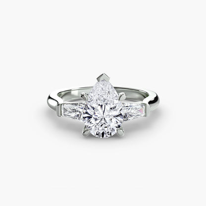 Elsa Three Stone Ring with Baguette Side Stones