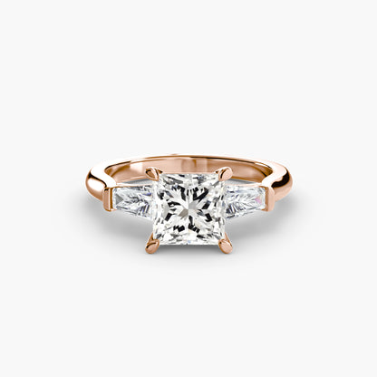 Elsa Three Stone Ring with Baguette Side Stones