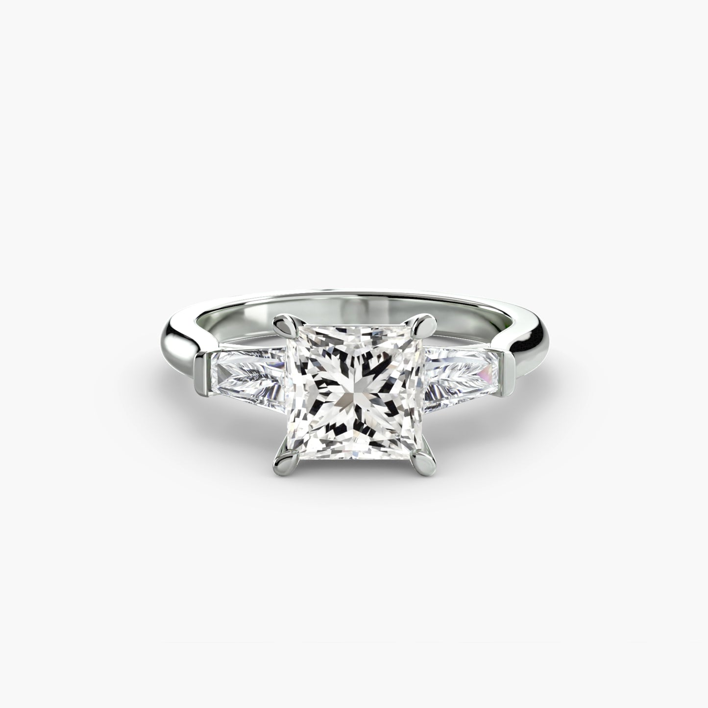 Elsa Three Stone Ring with Baguette Side Stones