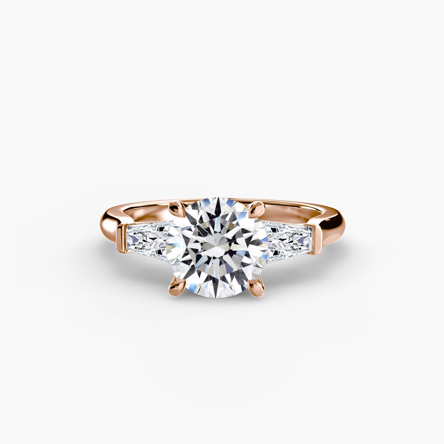 Elsa Three Stone Ring with Baguette Side Stones