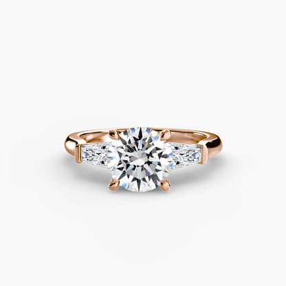 Elsa Three Stone Ring with Baguette Side Stones