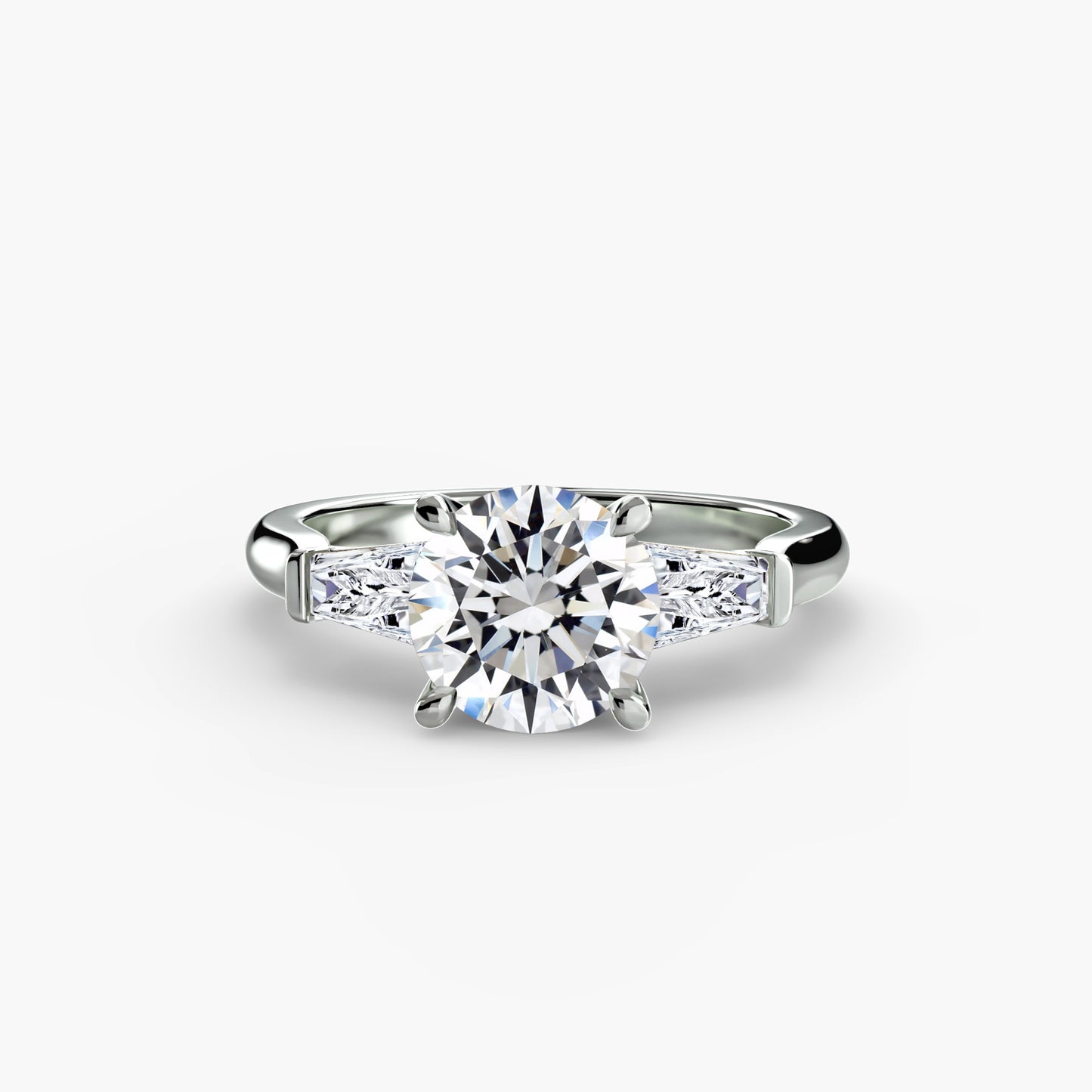 Elsa Three Stone Ring with Baguette Side Stones