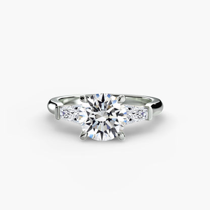 Elsa Three Stone Ring with Baguette Side Stones