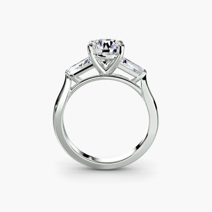 Elsa Three Stone Ring with Baguette Side Stones