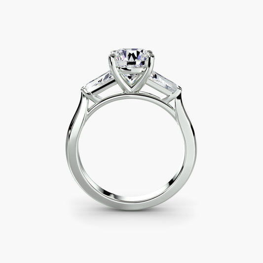 Elsa Three Stone Ring with Baguette Side Stones