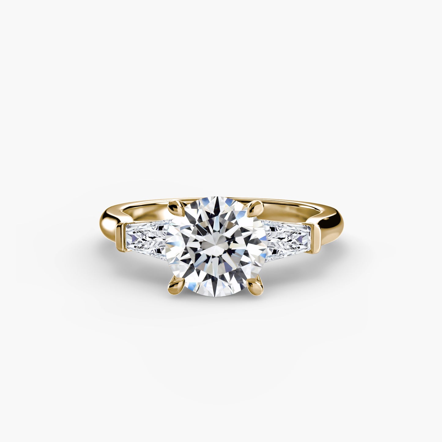 Elsa Three Stone Ring with Baguette Side Stones