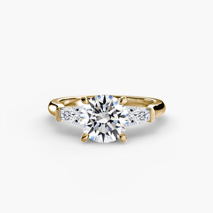 Elsa Three Stone Ring with Baguette Side Stones