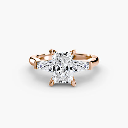 Elsa Three-Stone Ring with Baguette Side Stones