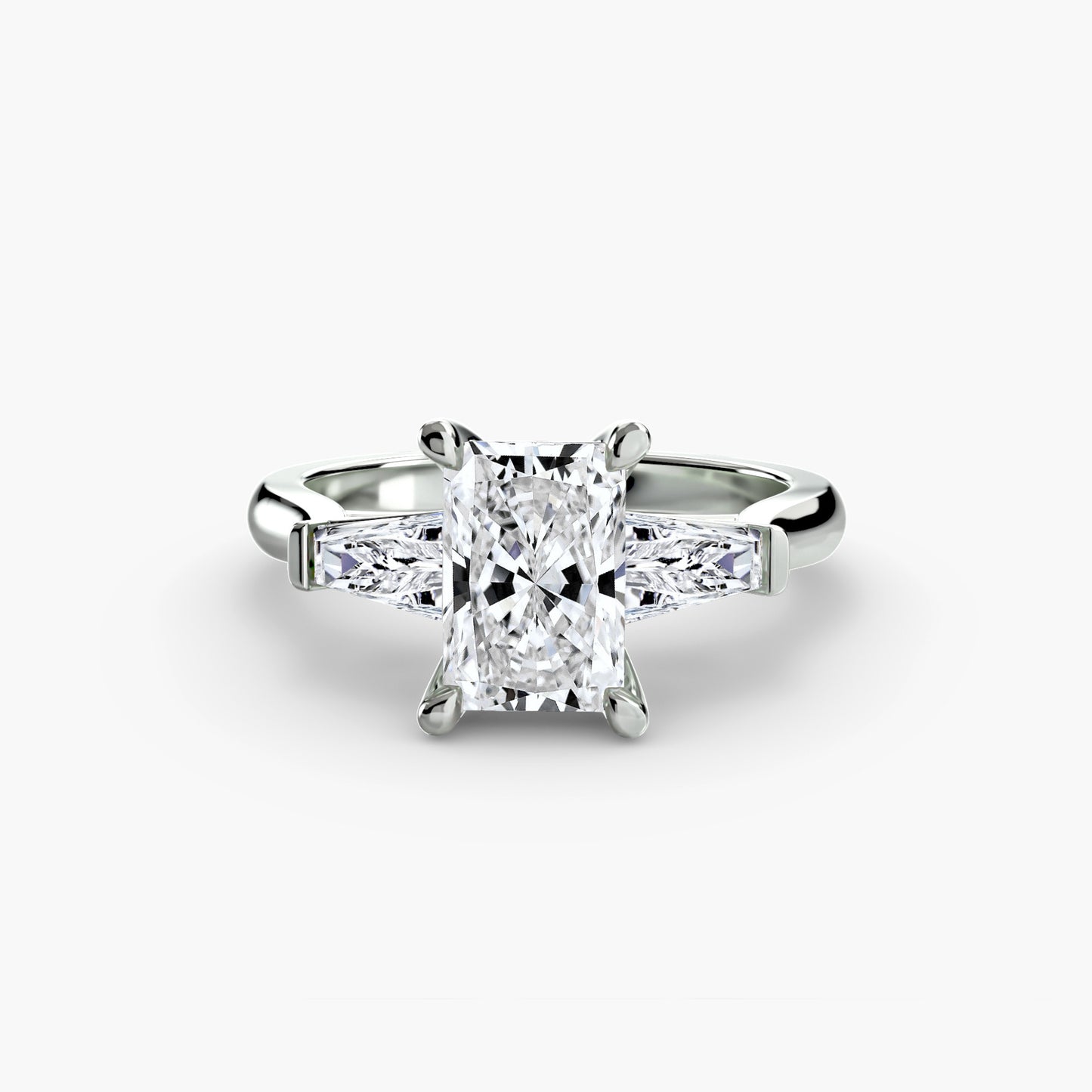 Elsa Three-Stone Ring with Baguette Side Stones