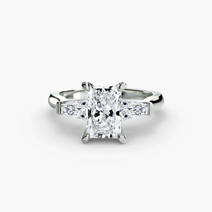Elsa Three-Stone Ring with Baguette Side Stones