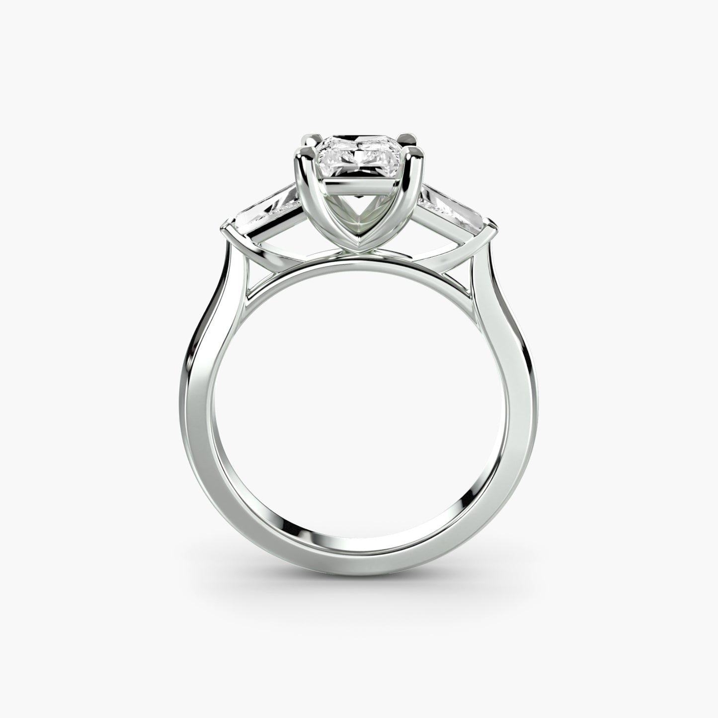 Elsa Three-Stone Ring with Baguette Side Stones