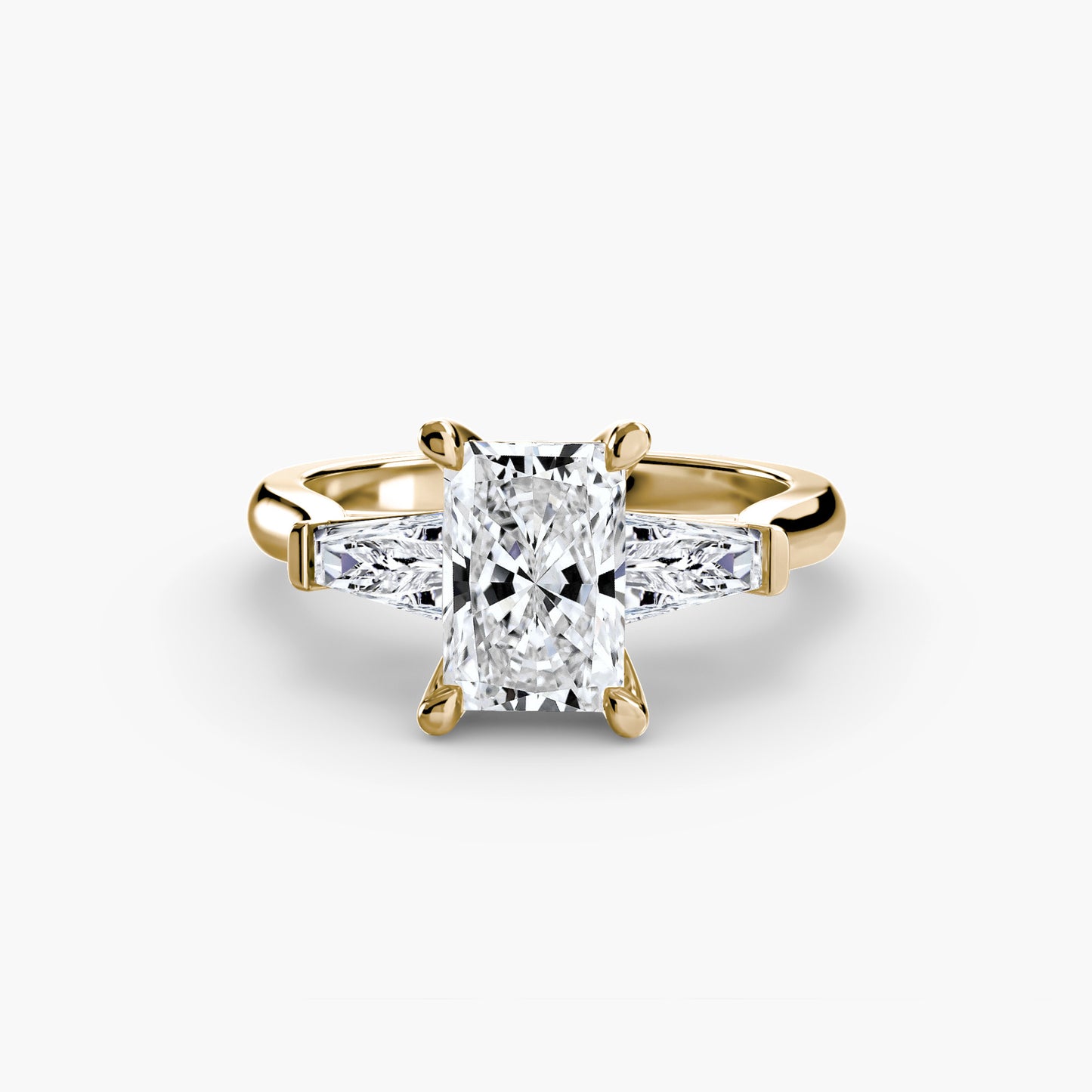 Elsa Three-Stone Ring with Baguette Side Stones