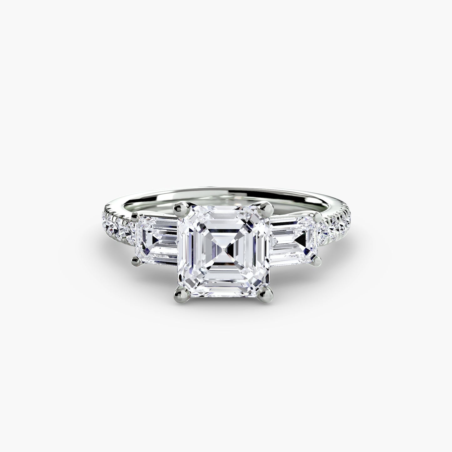 Claire Three Stone Ring with Pavé Band