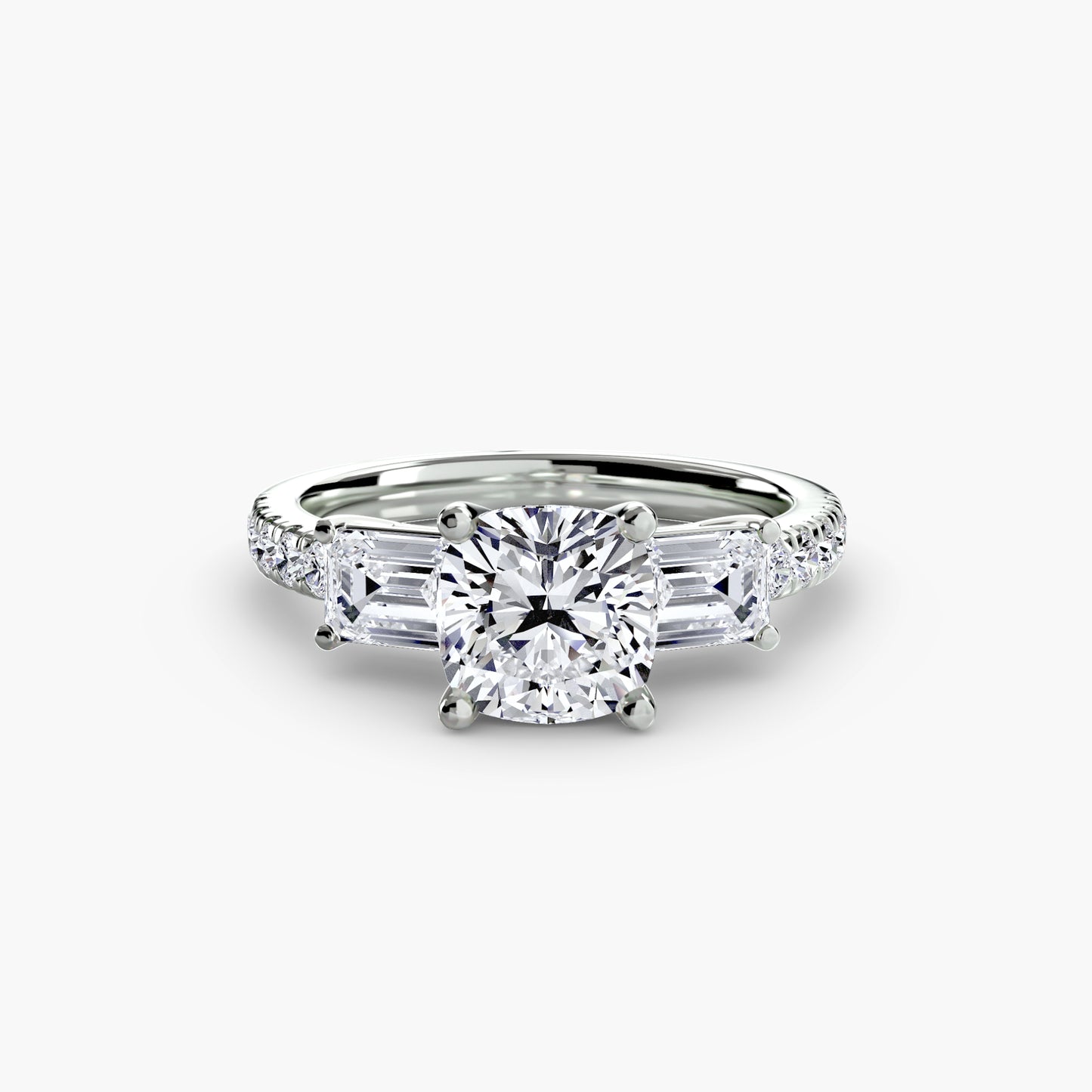Claire Three Stone Ring with Pavé Band