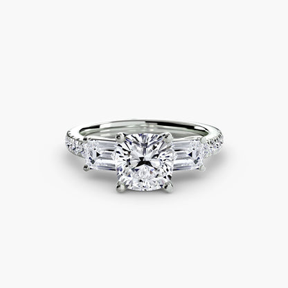 Claire Three Stone Ring with Pavé Band