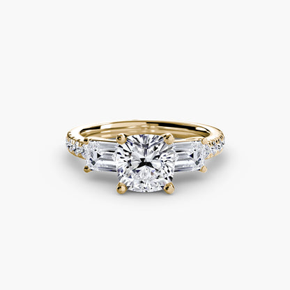 Claire Three Stone Ring with Pavé Band