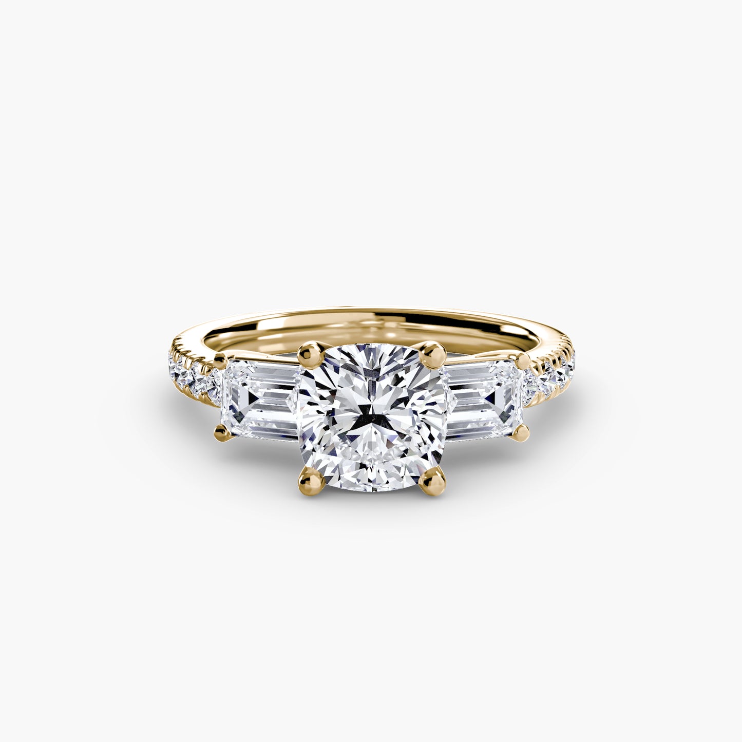 Claire Three Stone Ring with Pavé Band