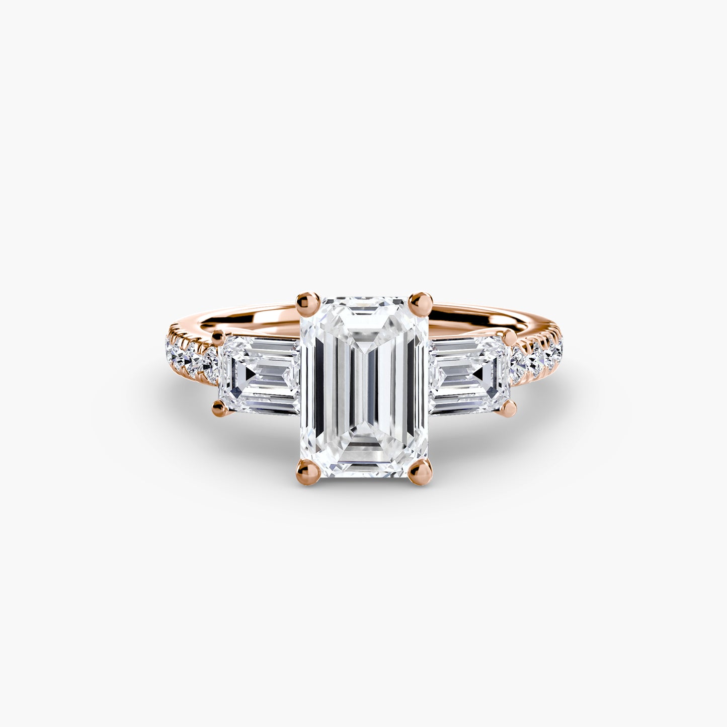 Claire Three Stone Ring with Pavé Band