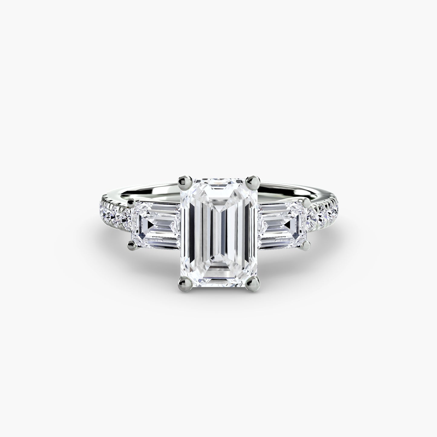 Claire Three Stone Ring with Pavé Band