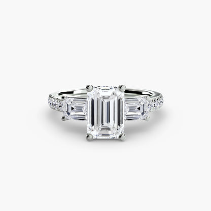 Claire Three Stone Ring with Pavé Band