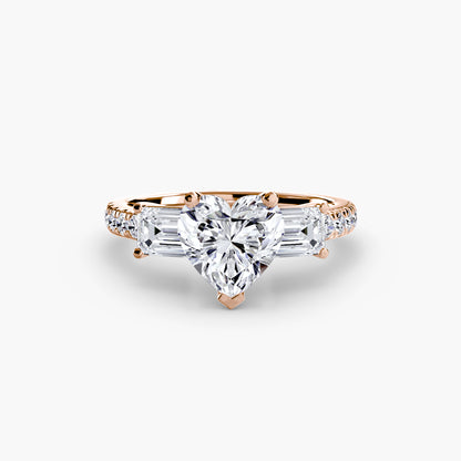 Claire Three Stone Ring with Pavé Band