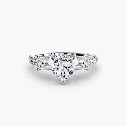 Claire Three Stone Ring with Pavé Band