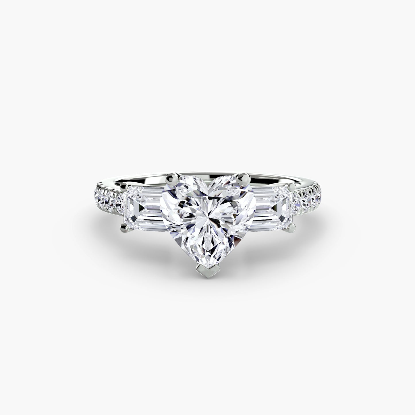 Claire Three Stone Ring with Pavé Band