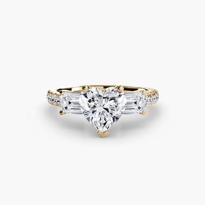 Claire Three Stone Ring with Pavé Band