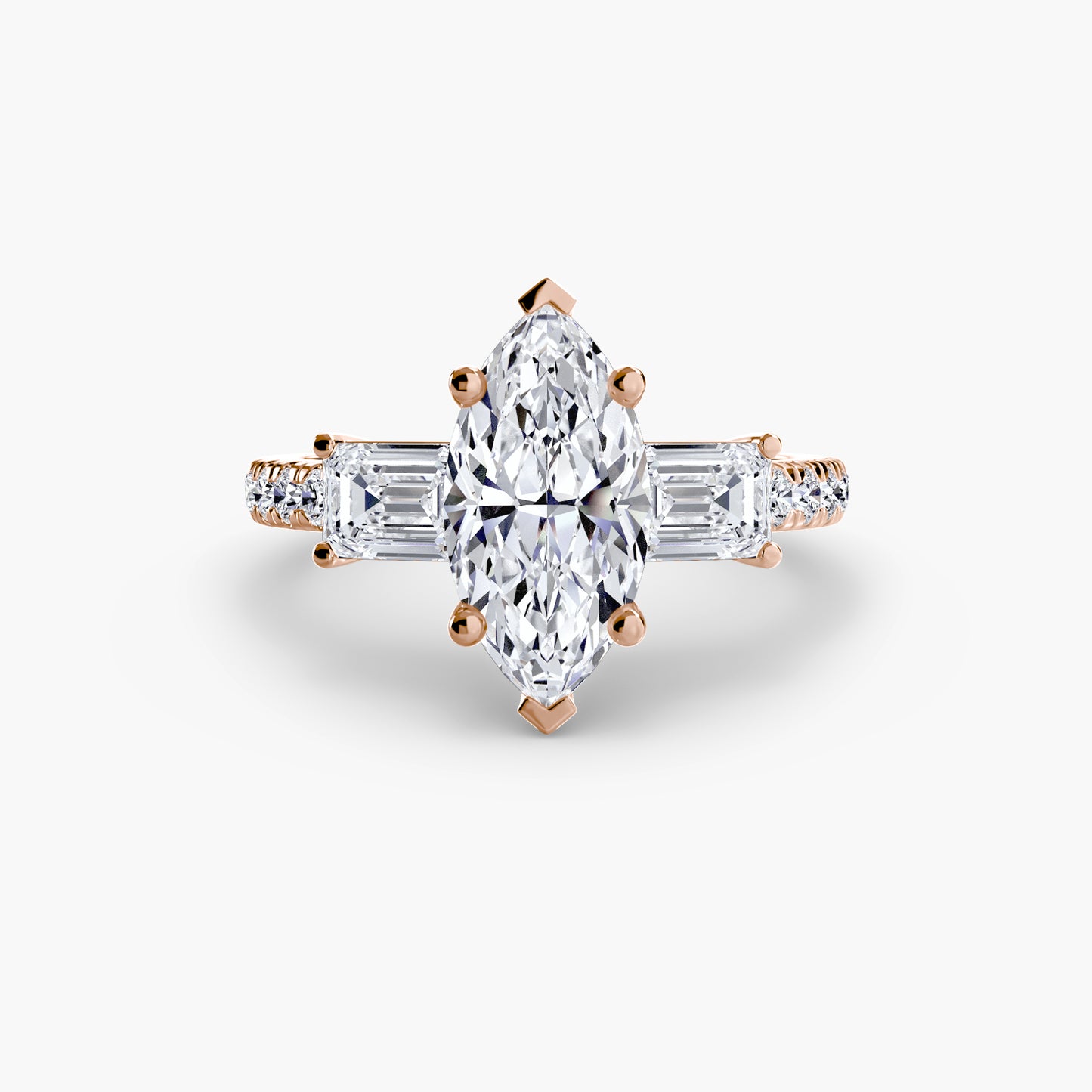 Claire Three Stone Ring with Pavé Band