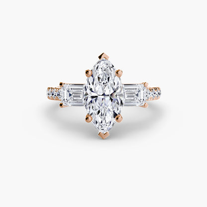 Claire Three Stone Ring with Pavé Band