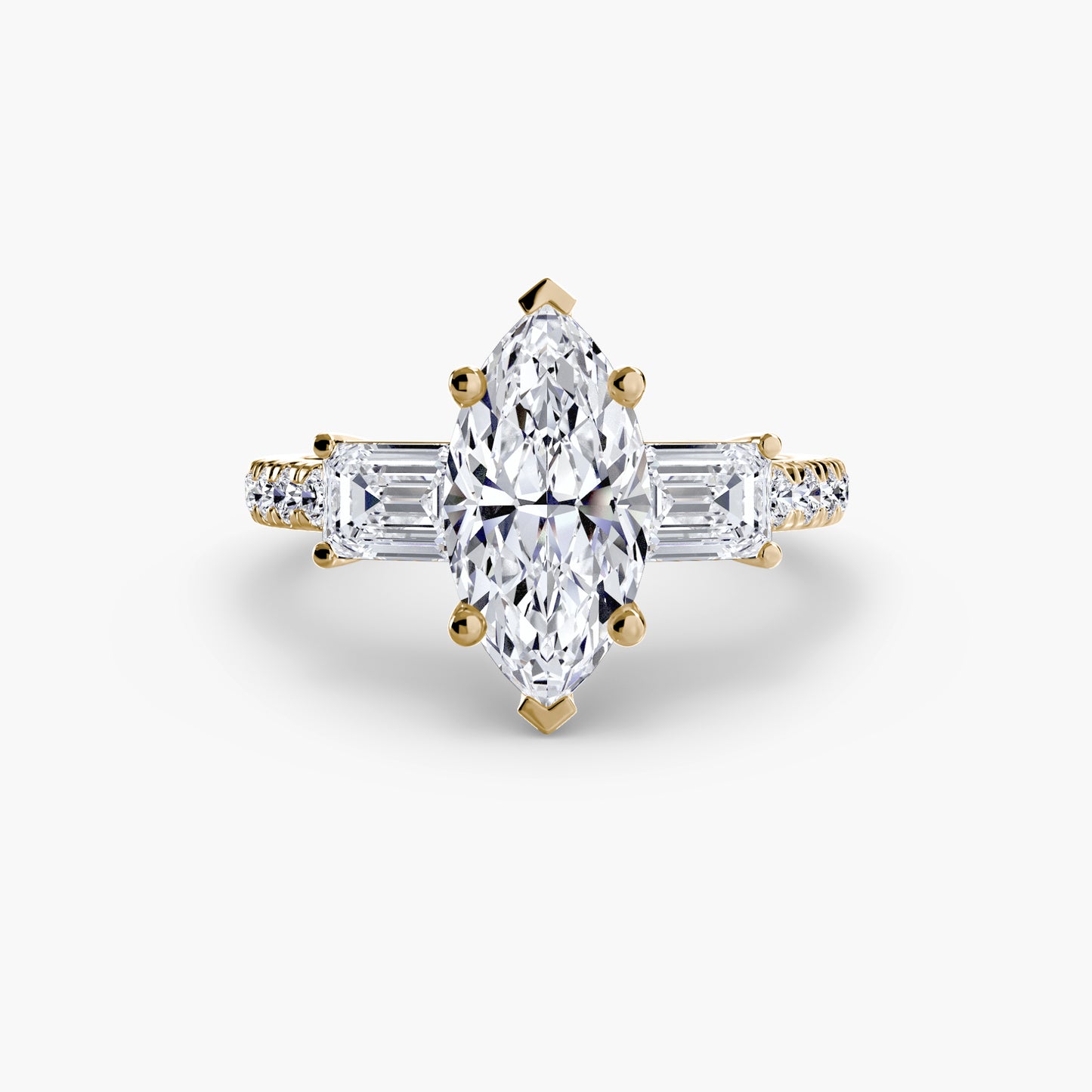 Claire Three Stone Ring with Pavé Band