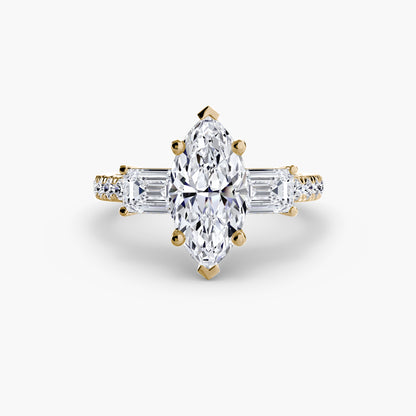 Claire Three Stone Ring with Pavé Band