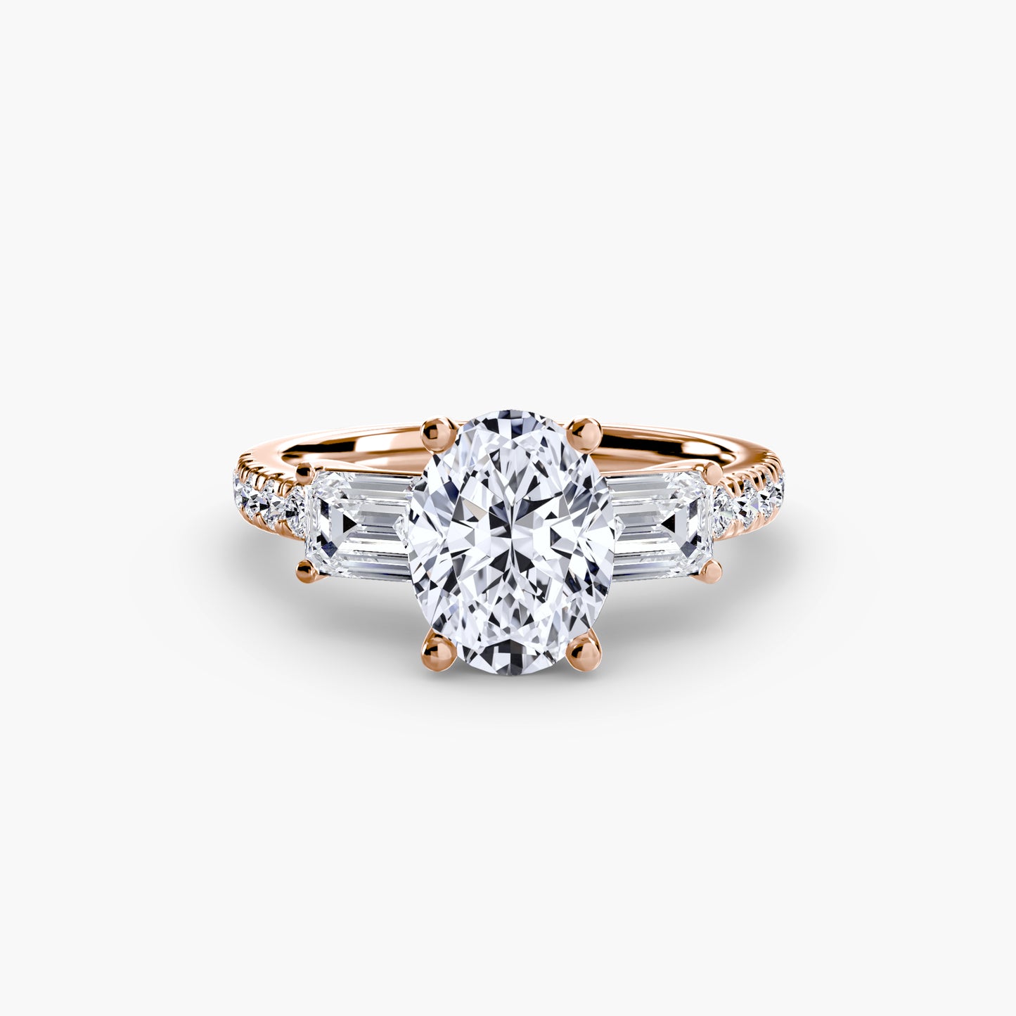 Claire Three Stone Ring with Pavé Band