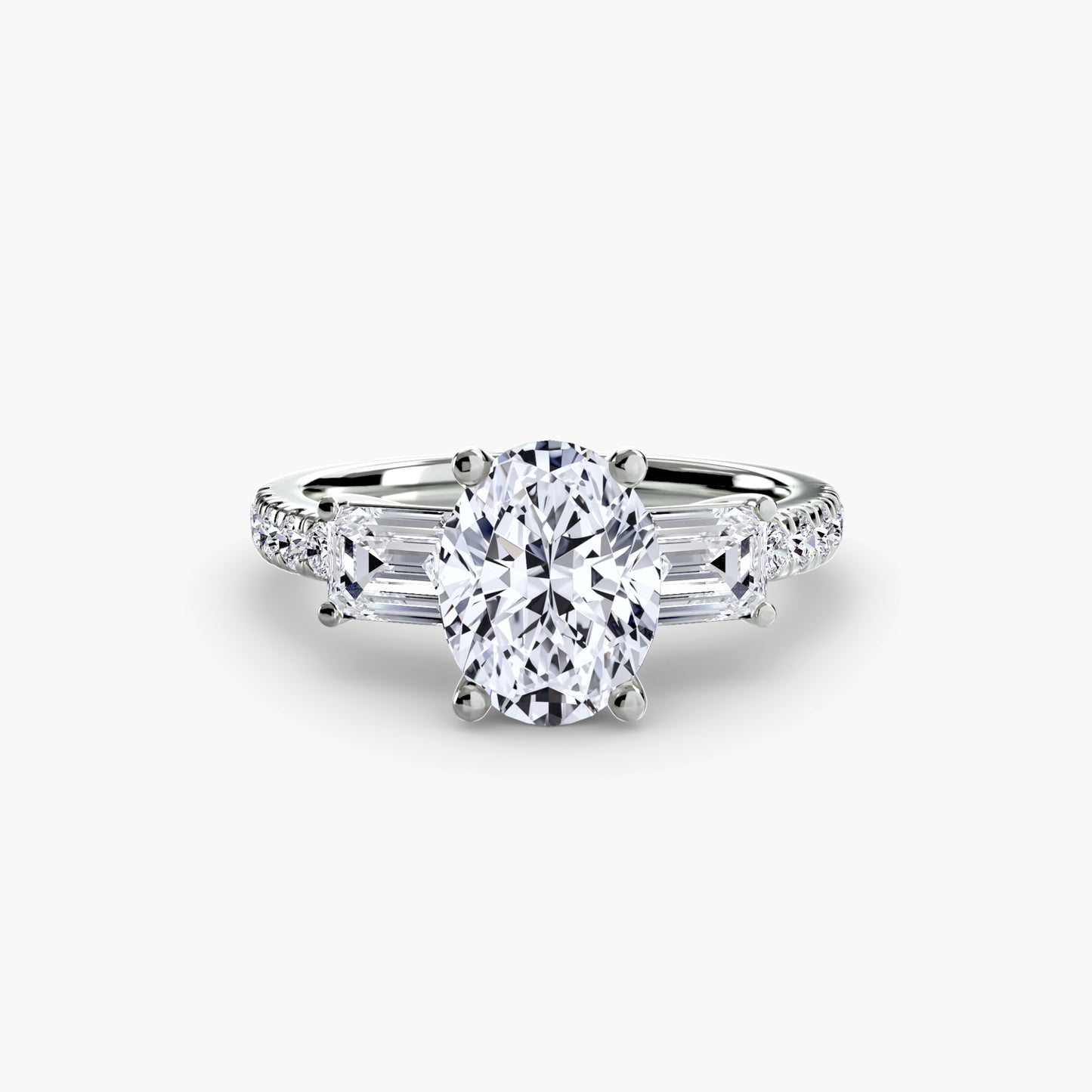 Claire Three Stone Ring with Pavé Band