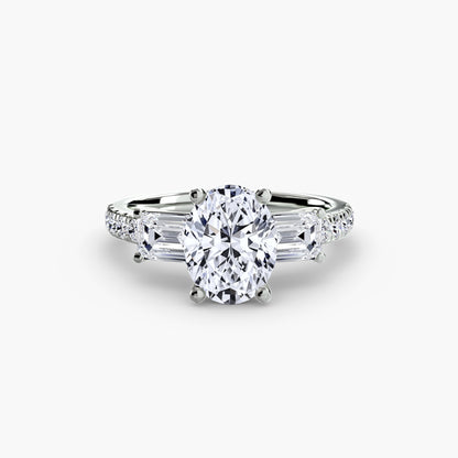 Claire Three Stone Ring with Pavé Band